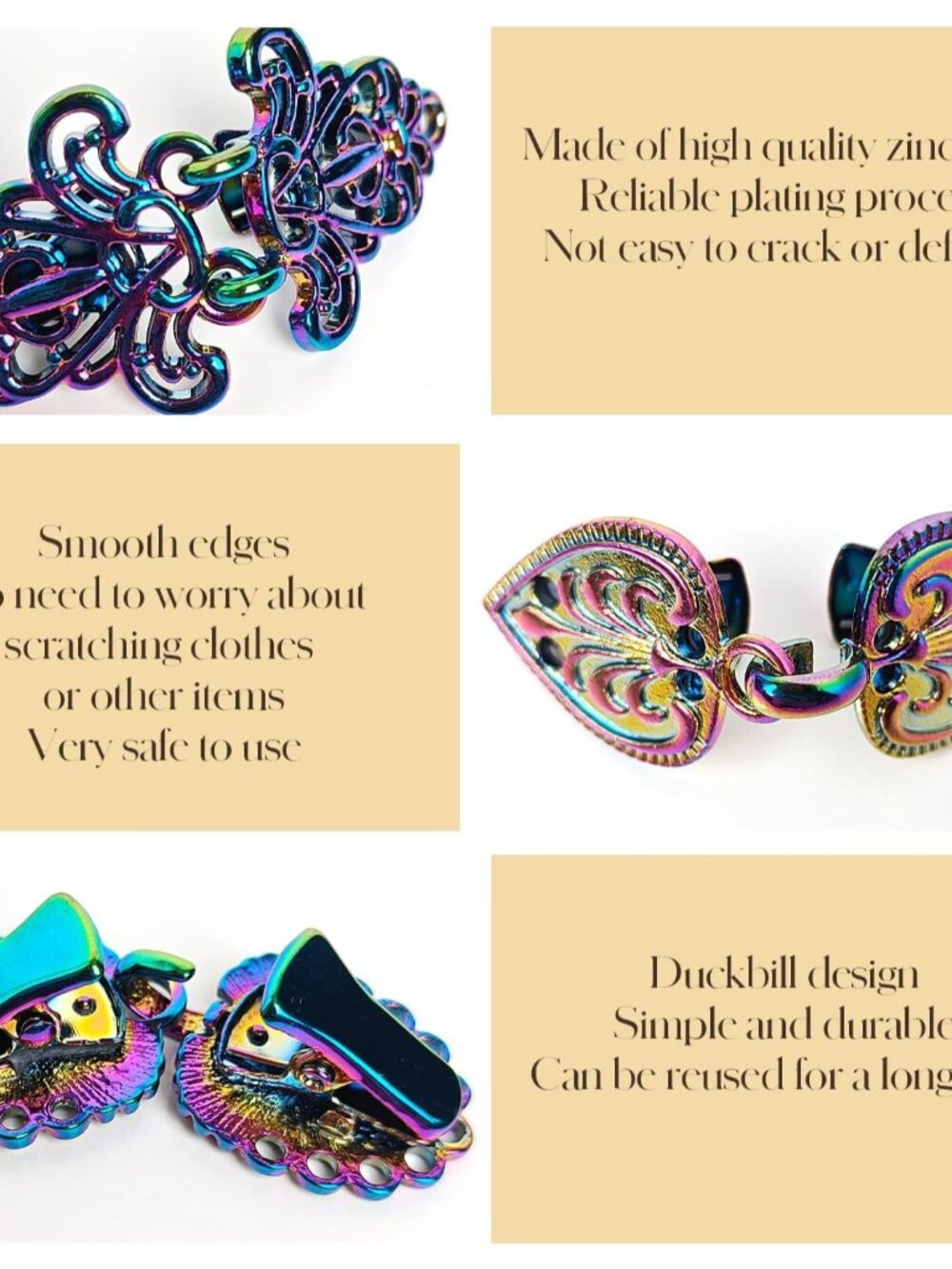 4-Piece Vintage Sweater Swirl Cape Cloak Clips for Dress Retro Cardigan Shawl Co - Picture 3 of 6